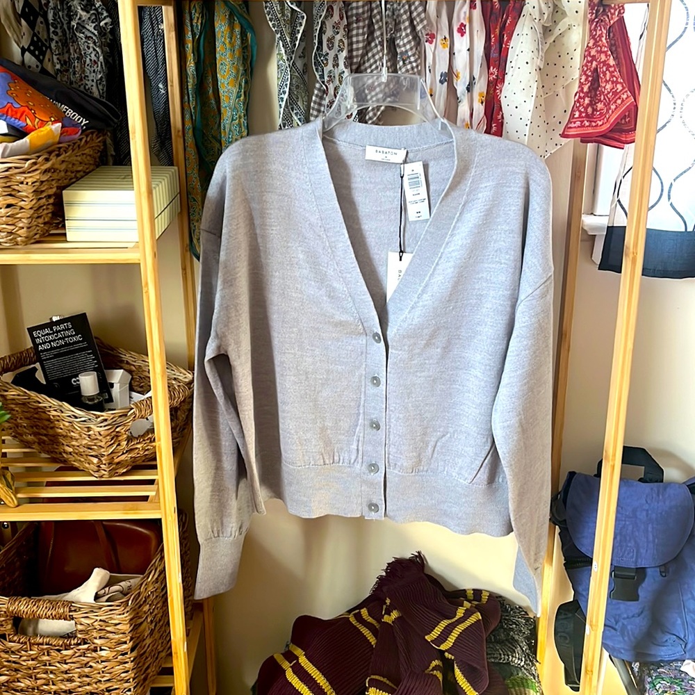 Aritzia Babaton Gray Merino Wool Cardigan